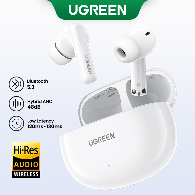 UGREEN HiTune T6 ANC TWS Earbuds Sem Fio Cancelamento Ativo De Ruído Bluetooth 5.3 Fone De Ouvido Para Jogos De Baixa - Audio