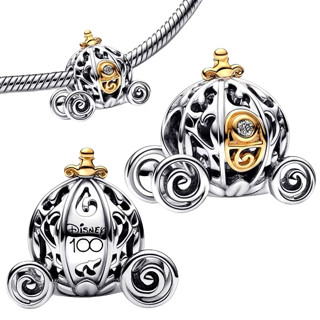 Pan925 Pulseira de Prata Pingente Disney Cinderela Pingente Disney Cinderela Carro Mágico de Encanto Carro com Contas de Sonho