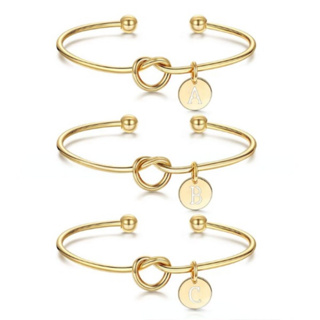 Pulseira Simples Com Nó Letras/Pulseiras De Presente De Dama De Honra , Presentes Para Namoradas , Casal/A-Z