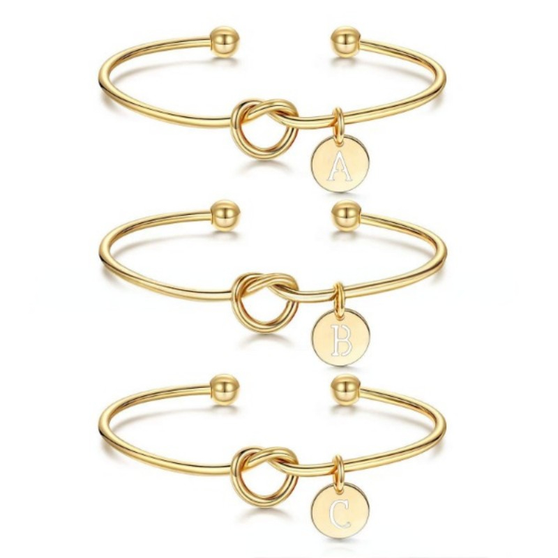 Pulseira Simples Com Nó 26 Letras/Pulseiras De Presente De Dama De Honra , Presentes Para Namoradas , Casal .