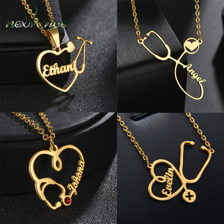 Colar Personalizado Com Nome , Pingente De Aço Inoxidável , Estetoscópio , Correntes De Strass , Para Mulheres , Joias ,