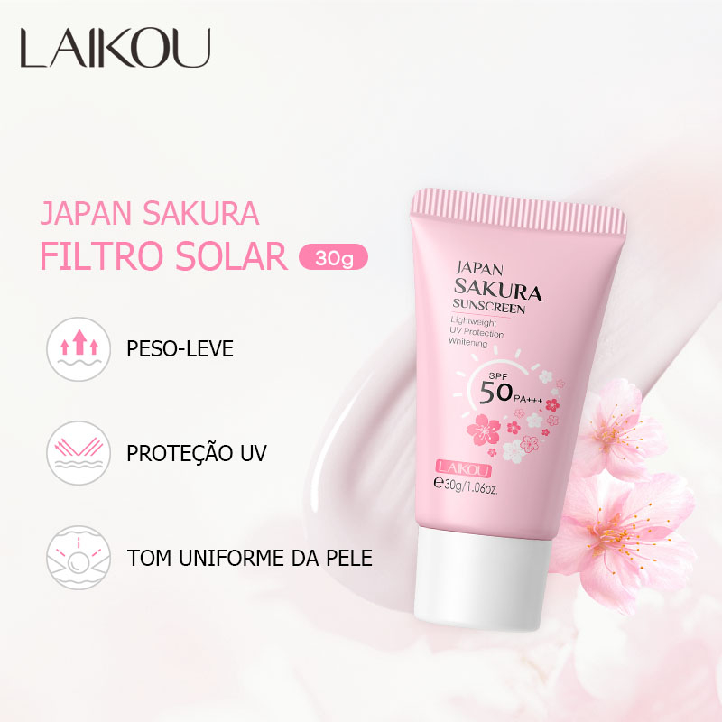 LAIKOU Sakura Protetor Solar Branqueador Proteção UV SPF50 PA + Leve E Brilhante Tom De Pele 30g