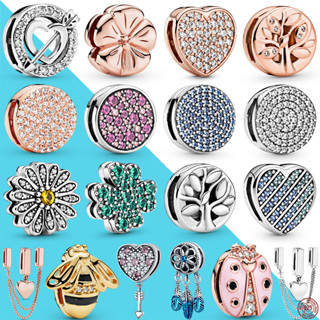 Reflexões Encantos 925 Prata Borboleta Coração Clip Círculo Contas Fit Pulseira Mulheres DIY Jóias Presentes Confecção