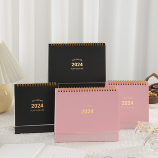 Calendário Mensal Imoda 1pc 2024 Preto Cor-De-Rosa Planejador De Gerenciamento De Tempo Com Adesivo De Decoração De Mesa Material De Escritório Artigos De Papelaria