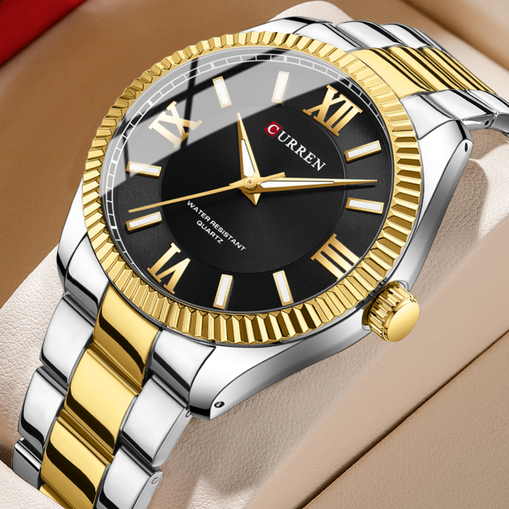 Novo Relógio CURREN Marca Original De Ponteiro Luminoso Simples De Aço Inoxidável Moda Casual Negócios Esportivo Quartzo À Prova D'água 8453 X