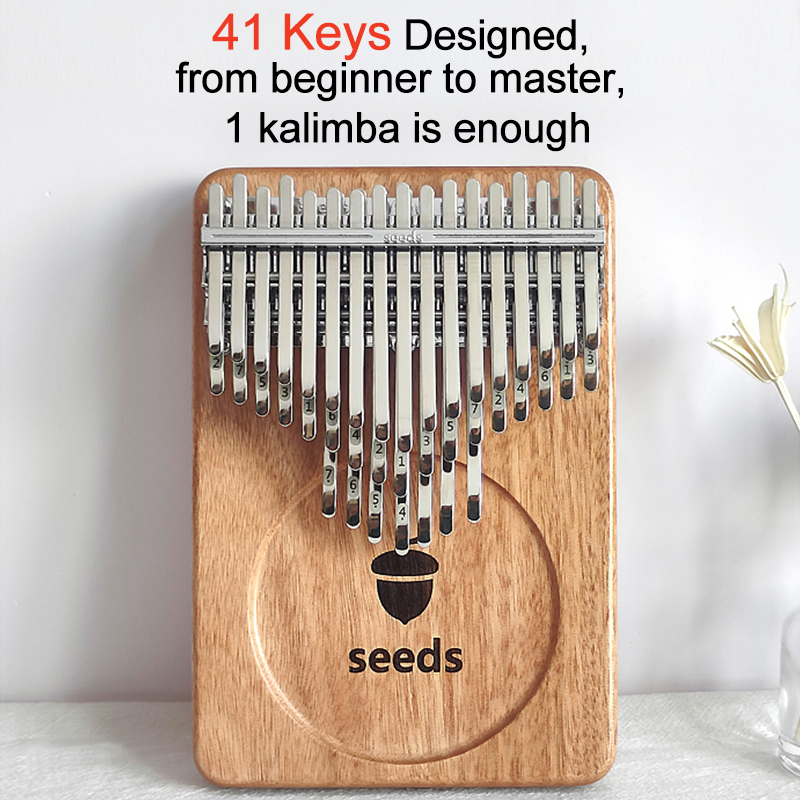 Sementes 41 Teclas Kalimba Thumb Piano Acústico Dedo Instrumento Musical Para