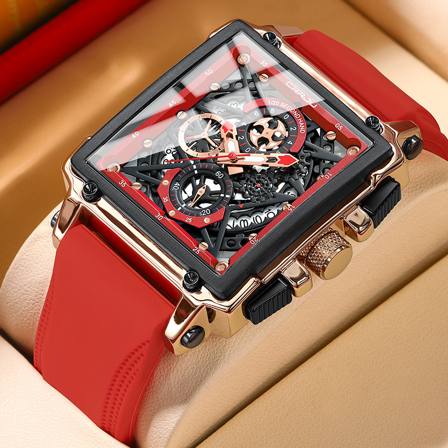 CRRJU Top Trend High-end Luxury Fashion Brand New Design Business Style Luminous Display Esporte Movimento Quartzo À Prova D'água Relógio Multifuncional Masculino 2312 - Watches