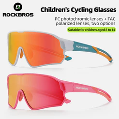 ROCKBROS Óculos De Ciclismo Para Crianças Fotocrômicos Polarizados Adolescentes Masculinos À Prova De Vento Bicicleta Esportiva Ao Ar Livre Sol