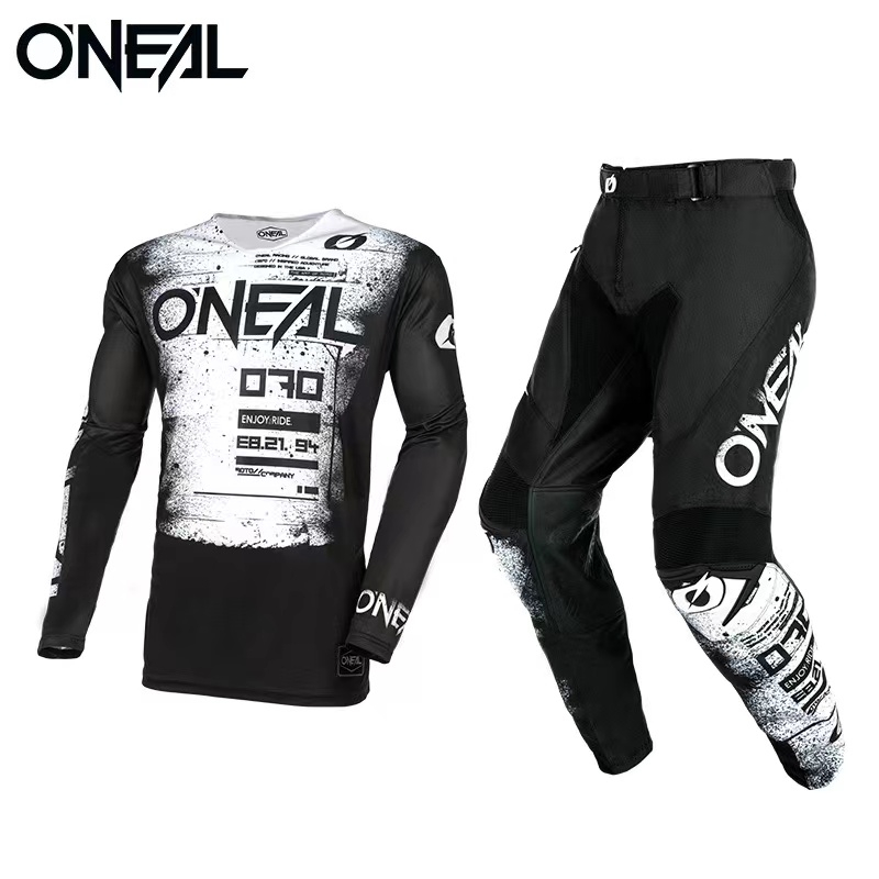 ONEAL 2024 ELEMENT VOLTAGE Preto/WHITE GEAR SET Mach For MTB MX ATV Jersey Pants Mountain Bicycle Offroad Kits De Motocicleta Para Homens