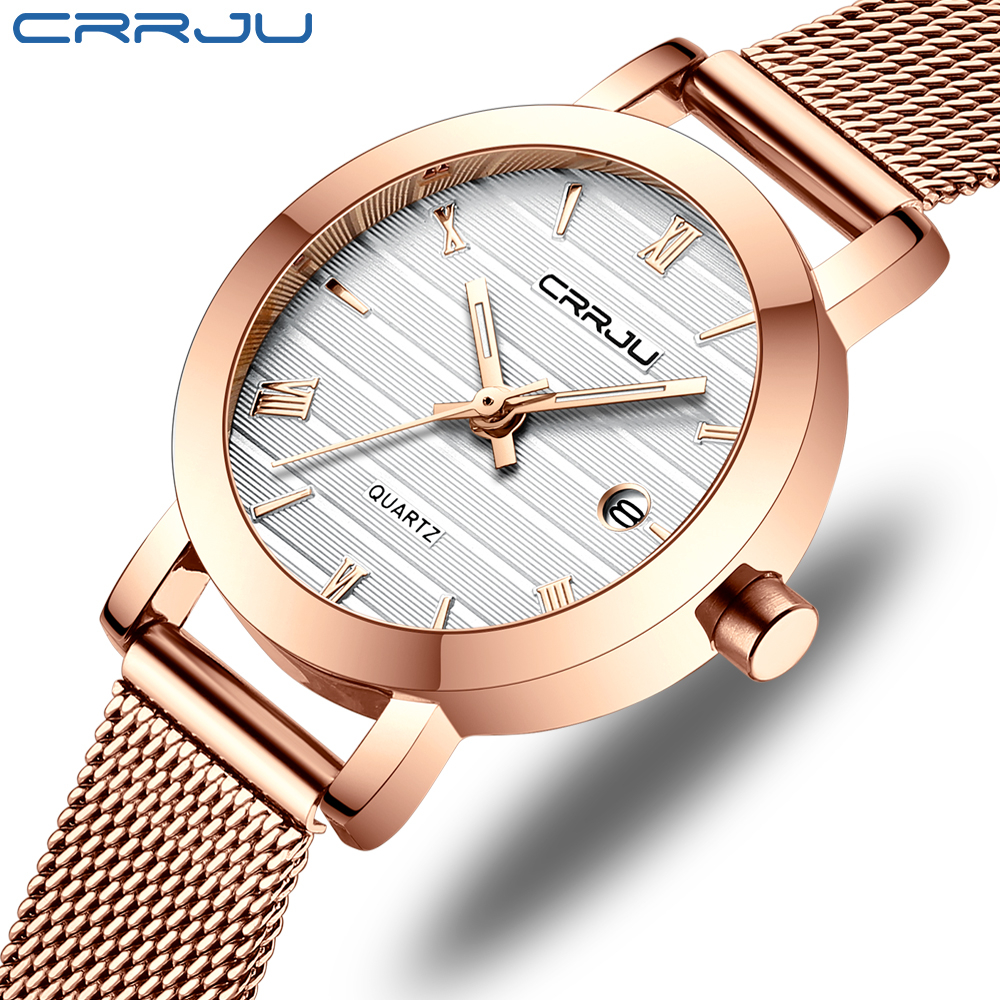 CRRJU Relógio Feminino Original Genuíno Moda Retro Pequeno Mostrador Pulseira De