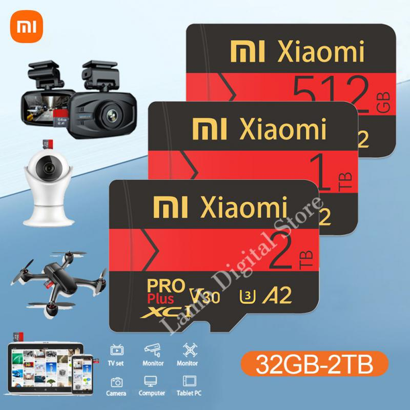 Cartão De Memória XIAOMI 1TB 2TB 2TB A2 Pro Plus Micro SDXC TF V30 32GB/64GB/128GB/256G/512GB Flash SD Com Adaptador