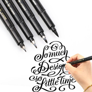 Caneta Brush De Caligrafia Pincel Fineliner Com Letras Macias À Mão Tinta Vermelha Preta em Oferta na Shopee
