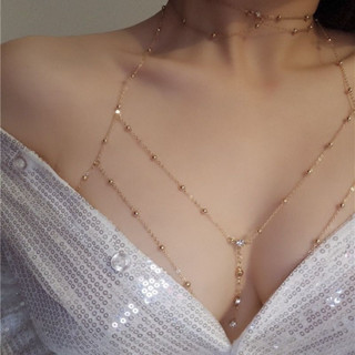 Corrente De Peito Fêmea Sentido Diamante Corpo Flash Pingente Fringe Colar