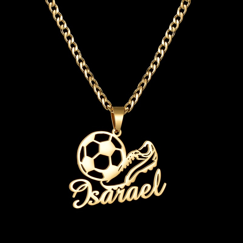 Colar Personalizado Com Nome , Estilo Esportivo De Futebol , Correntes Personalizadas De Aço Inoxidável Para Homens , Jo