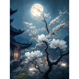 Pintura A Óleo Paisagístico Ruopoty Moonlight DIY Por Números Kits Sobre Tela Decoração De Casa Pintada À Mão Para Presente Exclusivo em Oferta na Shopee