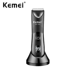Kemei Aparador Elétrico De Bolas De Cabelo À Prova D'água Corpo Pubic Dock Groomer Lâmina De Cerâmica Recarregável Higiene Masculina