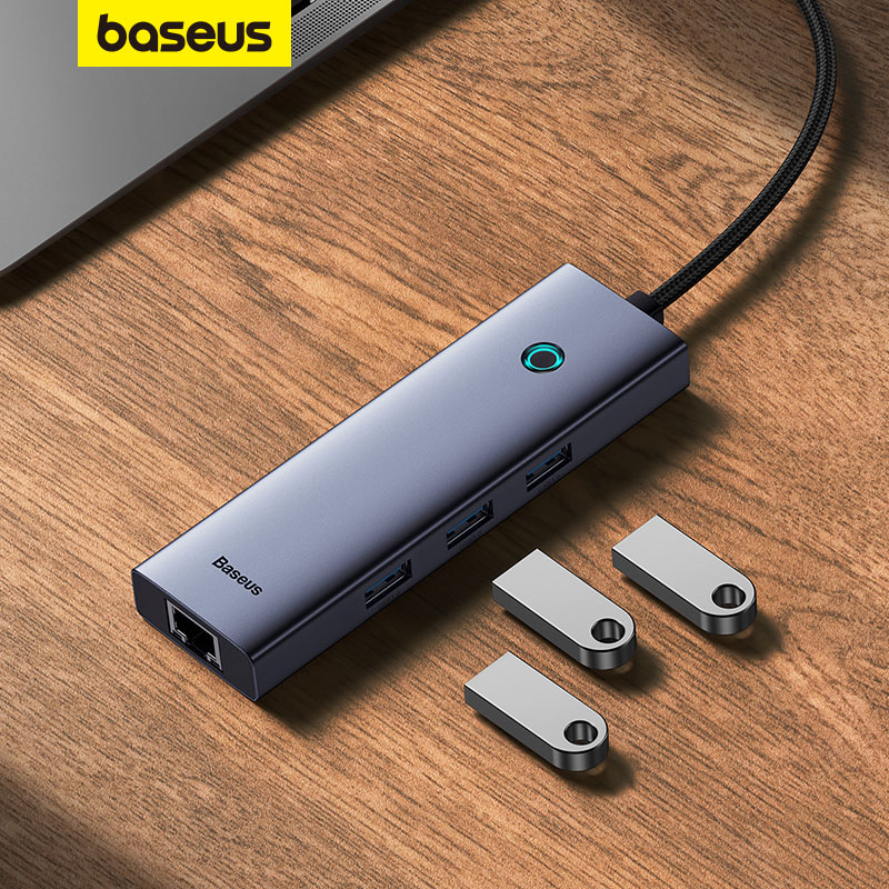 Baseus 4 Em 1 USB Tipo C Hub USB3.0 RJ45 PD 100W Para Acessórios De Laptop Tablets em Oferta na Shopee