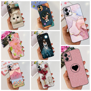 Para Moto Motorola G14 G13 G23 2023 Capa Mármore De Luxo Do Amor De Silicone Preto Macio