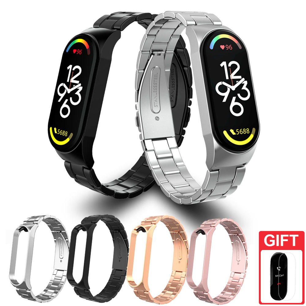 Pulseira De Metal De Substituição De Aço Inoxidável Para Xiaomi Smart Band 10 9 8 7 / Mi Band 6 5 4 3 em Oferta na Shopee
