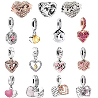 Berloque Charme Encanto Berloque Pan Brilhante Duplo Encanto de Coração Surround 925 Silver Girls diy Beaded Light Luxury Exquisite
