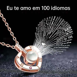 100 Idiomas Colar De Projeção De Memória I Love You