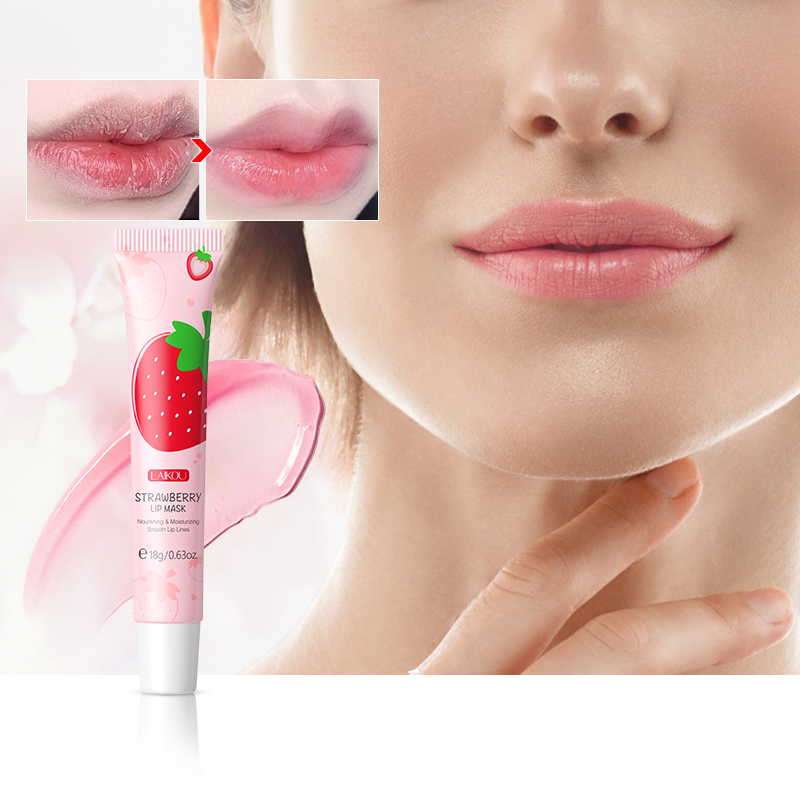 LAIKOU Strawberry Lip Balm Night Sleeping Mask Repairing Lip Care 18g