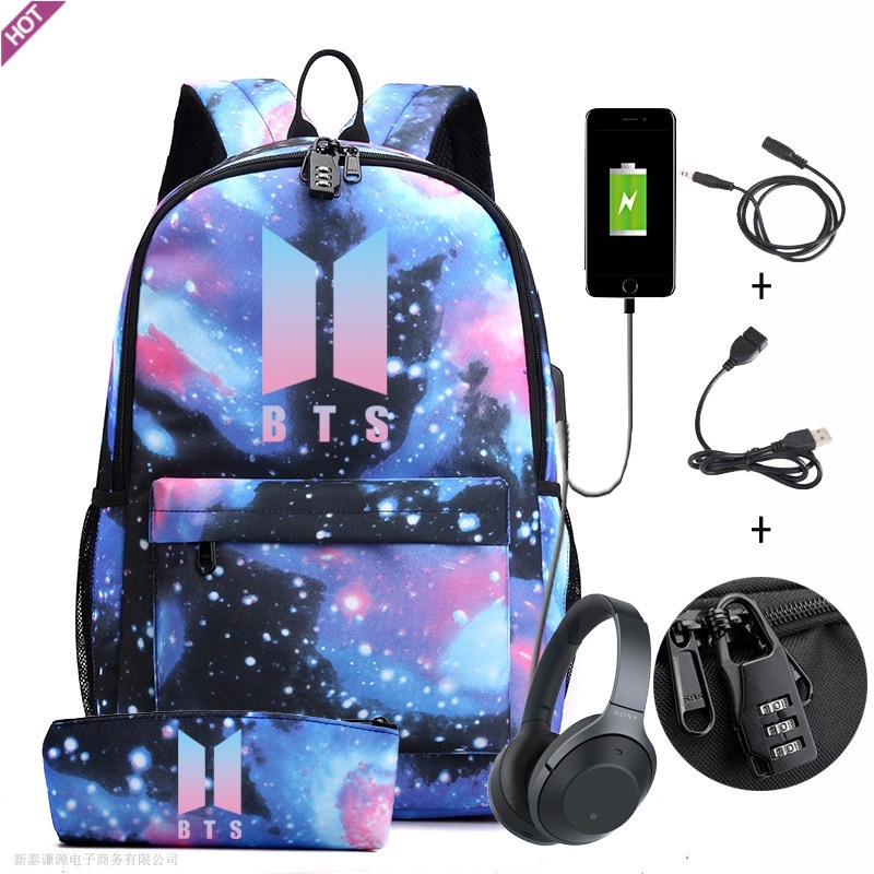 Mochila HJ Bts Para Adolescentes Meninas Grande Capacidade