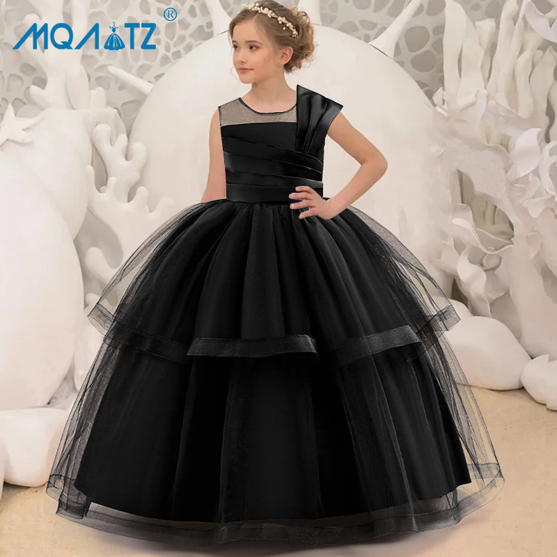 MQATZ Longo  Vestido De Festa Meninas Crianças Traje Design Multinível Vestidos De Princesa Elegante Menina ALP-0012