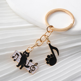 Lovely Cat Piano Music keyring Músico Porta-Chaves Jóias Feitas À Mão