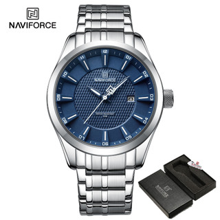 NAVIFORCE Design Original Relógios De Moda Masculinos De Aço Inoxidável Calendário Simples Pulso À Prova D