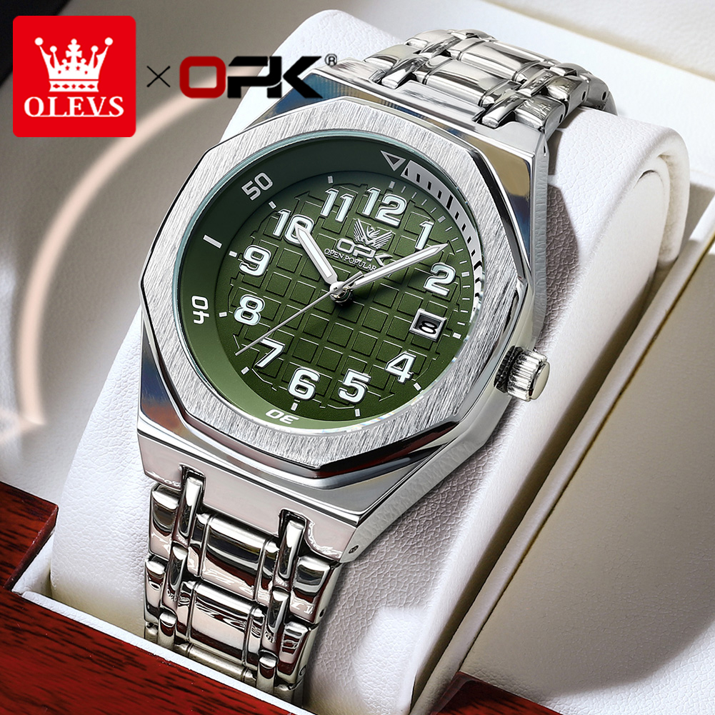 OLEVS 8158 Relogio Masculinos Luxo Prova D’água Original Dourado Esportivo De Aço Cronógrafo Quartzo - Watches