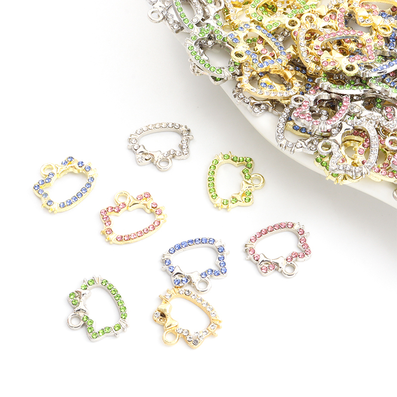 20pcs Kawaii Rhinestones Inlaid Bowknot Cat Avatar Frame Charmes Para Bracelete De Bricolage Brincos De em Oferta na Shopee
