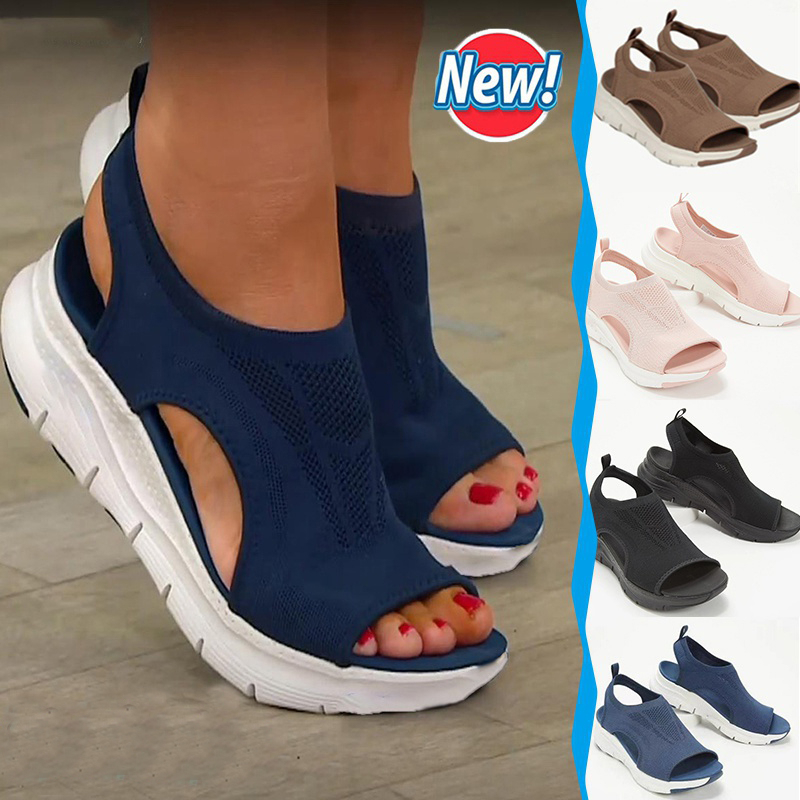ortopédicos laváveis sandálias desportivas ortopédicas de malha grossa sapatos confortáveis ​​tipo boca de peixe