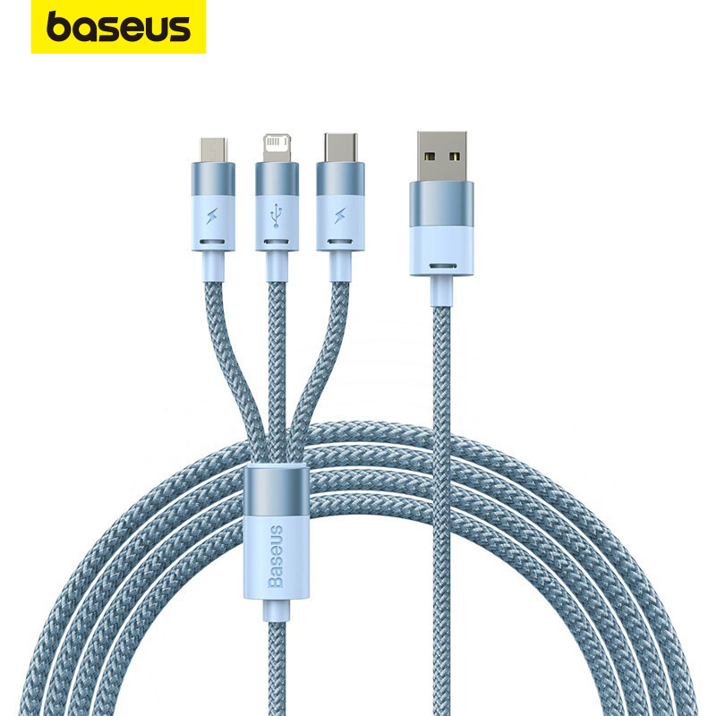 Cabo USB Baseus 3.5A 3 Em 1 Para iPhone Samsung em Oferta na Shopee