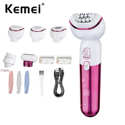 Depilador Kemei Para Mulheres 5-IN-1 Recarregável Pernas Depiladoras Braços Armpit Bikini Shaver Callus Removedor Massagem Limpeza Facial