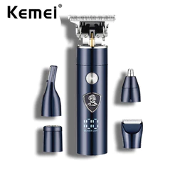 Kemei 5 Em 1 Aparador De Cabelo Multifuncional Sem Fio Com Barbeador Elétrico Recarregável Homem De Orelha