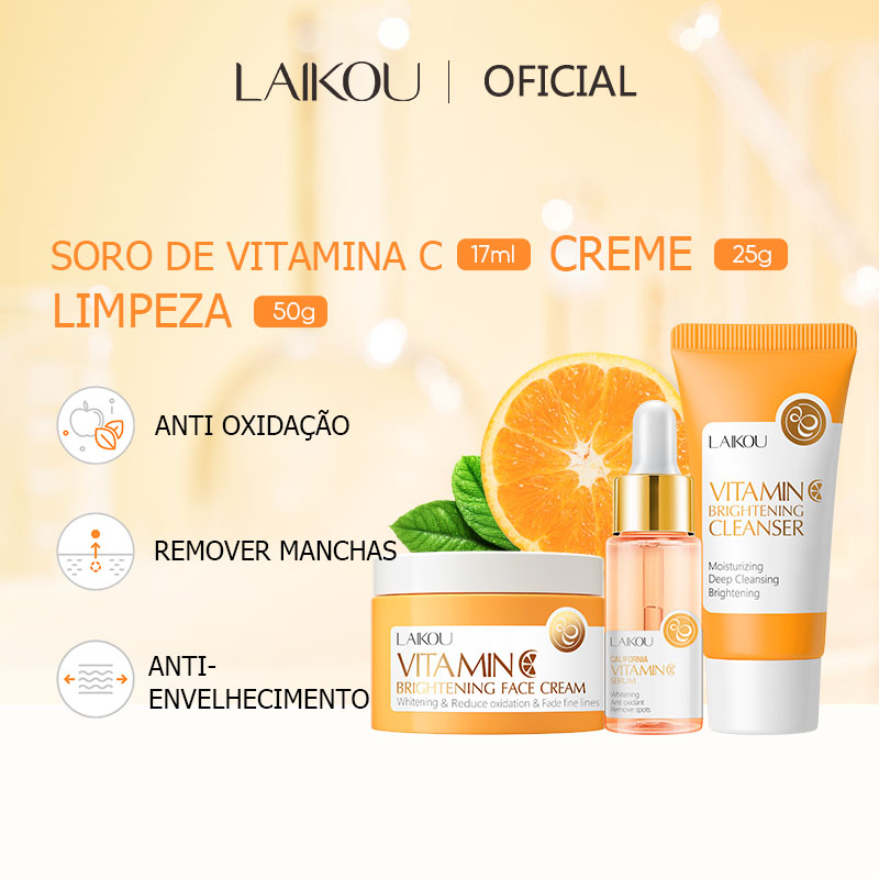LAIKOU Creme Essência Com Vitamina C Clareadora Para Remover Sardas 3pçs
