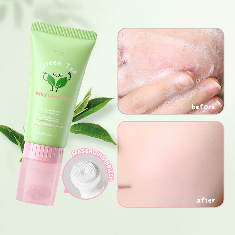 Fenyi Limpador De Chá Verde Com Escova Lavagem Facial Controle De Óleo De Limpeza Profunda Acalma A Pele 80g
