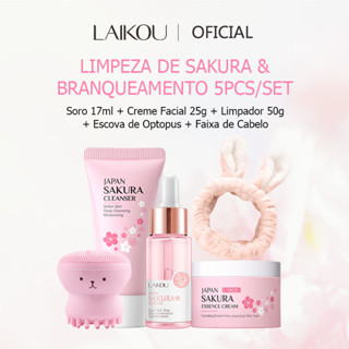 LAIKOU Sakura Conjunto De Limpeza De Pele 5Pcs Profunda Hidratação Brilhante Cuidados Com A De Poros Encolhíveis