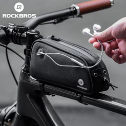 Bolsa Para Fone De Bicicleta Rockbros Saco Com Viga Frontal Crossbar Ouvido Estreito Furo Transversal Recarregável