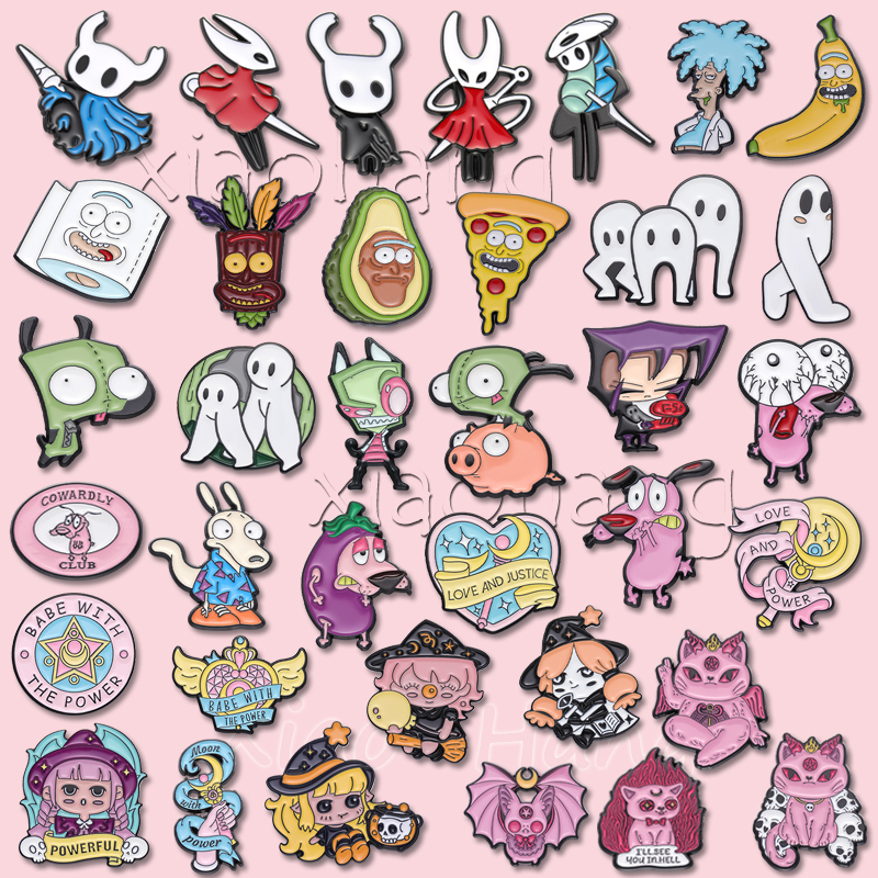 Desenhos Animados Oosaki Nana Minions Esmalte Pino Anime Coragem X Covarde Cão Zim Rick Broche Emblemas Jóias Presente P em Oferta na Shopee