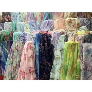 [YS Jxrj 30D Tecido Chiffon Impresso Vintage Vestido Hanfu Vestido Hanfu Vestido de Seda Tecido de Lenço de Seda