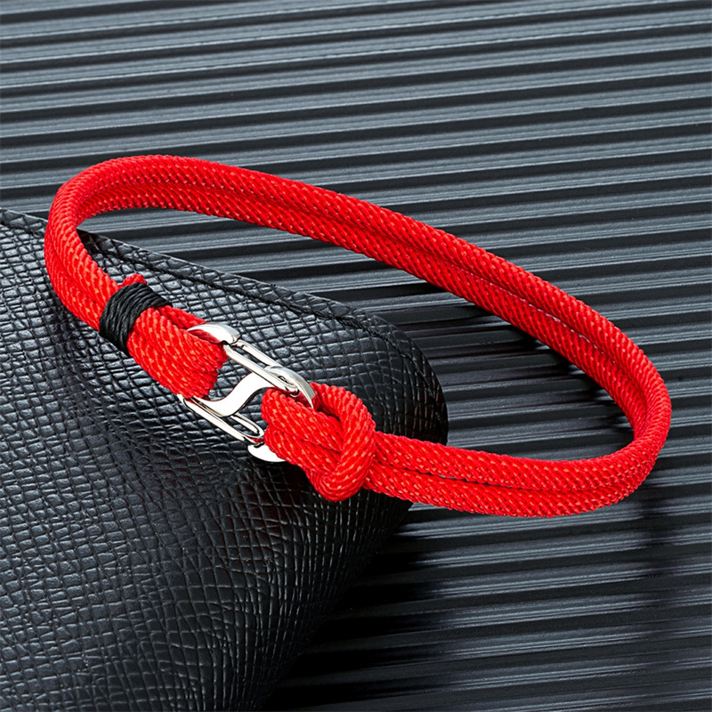 MKENDN Fashion Homens Mulheres Pulseiras De Corda De Casal De Surfista De Camada Dupla Aço Inoxidável Letra S Fivela De Mola De Lagosta — imagem 2 de 2