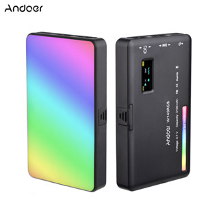 Andoer W140 RGB Luz De Vídeo LED Recarregável Fotografia De Preenchimento CRI95 + 2500K-9000K Efeitos De Iluminação Dimerizáveis 20 Com Display LCD Adaptador De Sapata Fria Para Vlog Live Streaming
