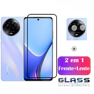 Película De Vidro 2 Em 1 Realme 11X 5G Protetor De Tela De Cobertura Completa De Vidro Temperado 9D Película De Alta Qualidade Pelicula Para Realme 11 11X C55 C53 C51 C33 C30S Pro Plus 4G 5G E Lente De Câmera