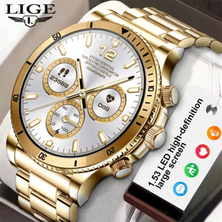 LIGE Frequência cardíaca pressão arterial relogio inteligente masculino esporte ao ar livre fitness bt chamada ai controle de voz pulseira rastreador smartwatch