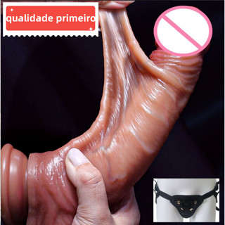 HW 21cm Pênis De Borracha Realista , Pele Vibrador De Testículos Deslizante Para anal Grande Brinquedos Sexuais , Dildo , sex shop