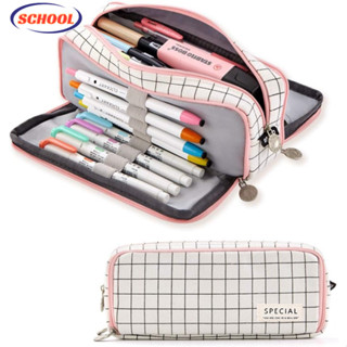 Simple and High Capacity Stationery Box Japanese Korean Version Pen Box Creative Multi functional Zipper Canvas Pen Bag Multi layered Stationery Bag