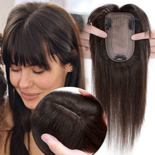 30cm Cabelos Humanos Para Mulheres Desbaste Lisos Real Remy Hair 150 % Densidade 7 * 13CM Base De Seda Com Clip De Franja Em Pedaços De Cabelo em Oferta na Shopee