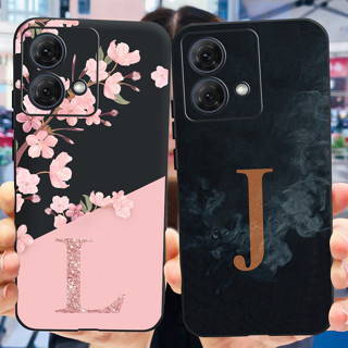 Para Moto Motorola G84 Case 2023 Cartas Florais Com Estilo Em Silicone Preto Macio Capa De Telefone 5G G 84 MotoG84 Casing